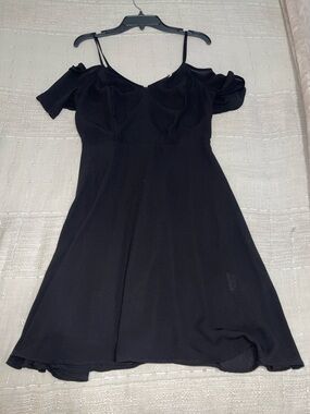 Lush Black Cold-Shoulder Mini Dress